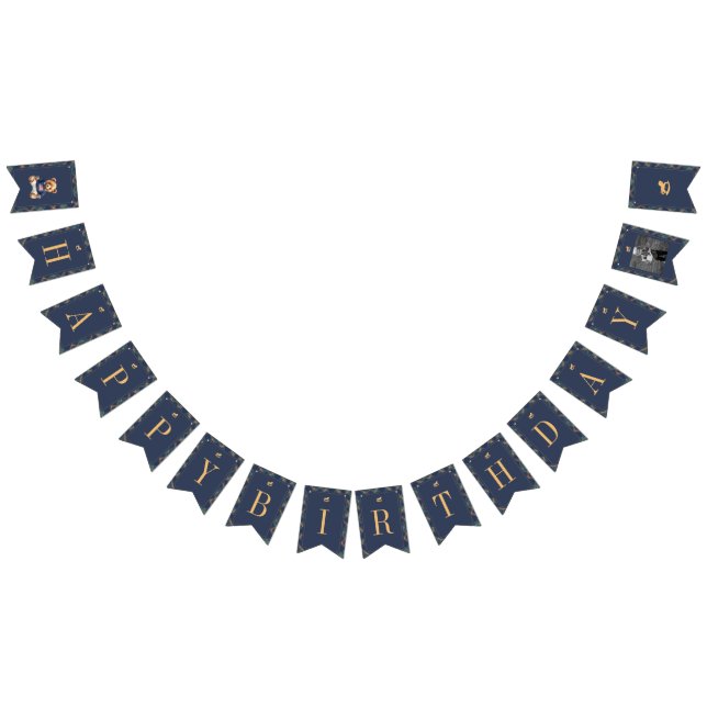 Beary First Navy Plaid Teddy Bear Happy Birthday Wimpelkette (Alle)