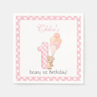 Beary First Pink Teddy Bear Geburtstagsparty Serviette