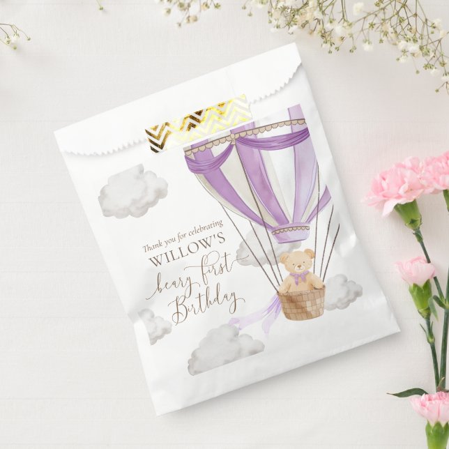 Beary First Teddy Lilac Hot Air Ballon Birthday Geschenktütchen (Versiegelt)
