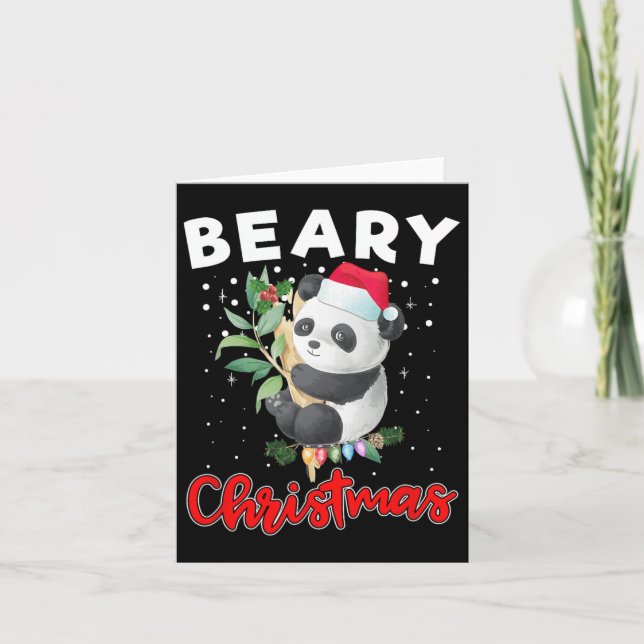 Beary Frohe Weihnachten für Panda Bären Liebhaber  Karte (Vorderseite)