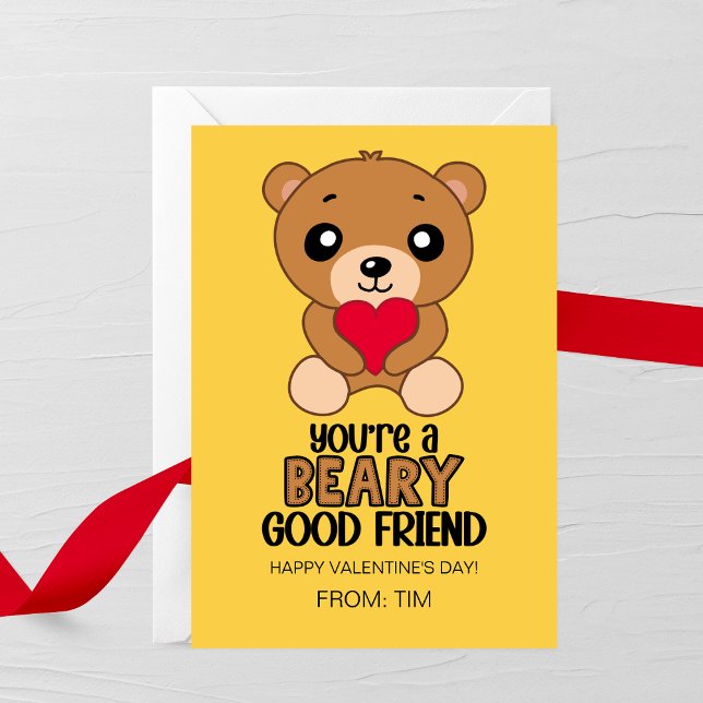 Beary Good Friend Kids Valentine Card Mitteilungskarte (Von Creator hochgeladen)
