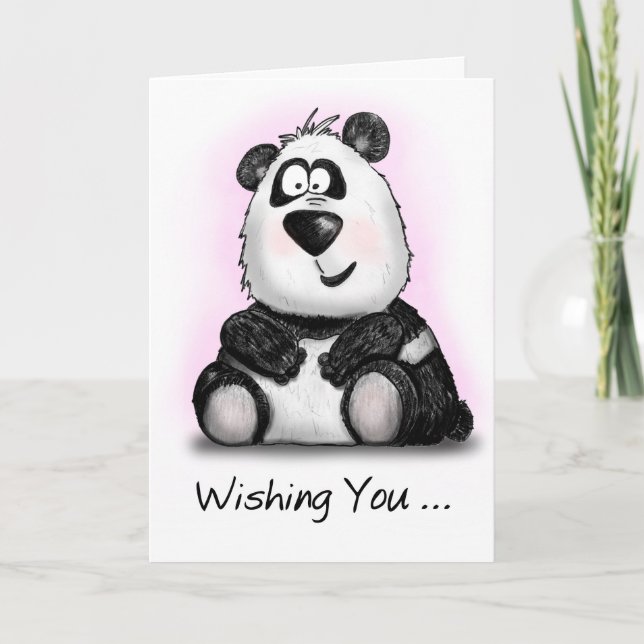 Beary Happy Birthday Cartoon Panda Card Karte (Vorderseite)
