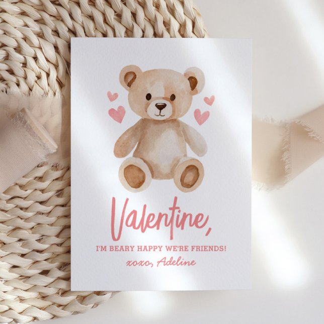Beary Happy Teddy Bear Kids Valentinstag Mitteilungskarte (Von Creator hochgeladen)