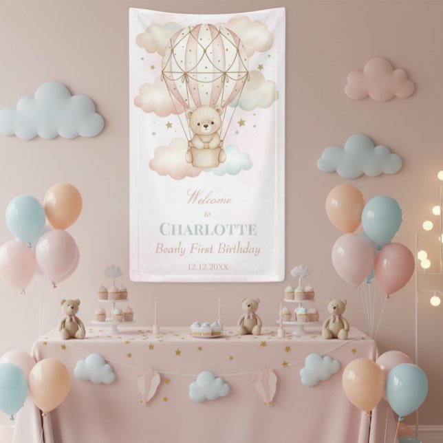 Beary  Hot Air Balloon 1st Birthday Welcome Poster (Von Creator hochgeladen)