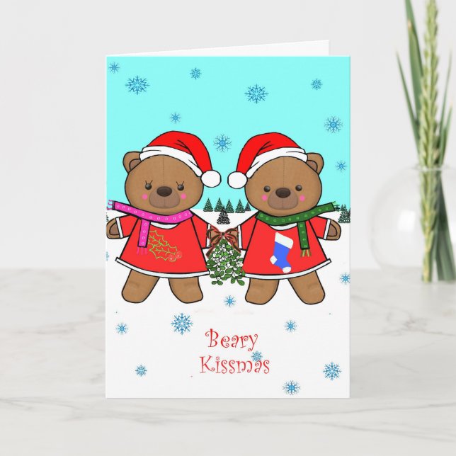 Beary Kissmas Card Feiertagskarte (Vorderseite)