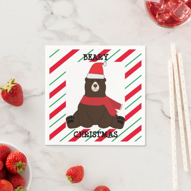 Beary Merry Christmas Party Napkin Serviette (Beispiel)