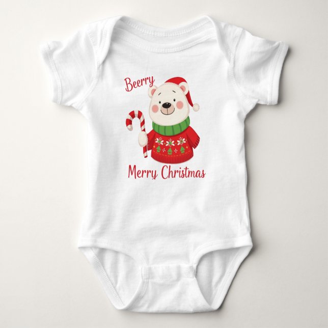 Beary Merry Christmas Polar Bear Baby Strampler (Vorderseite)