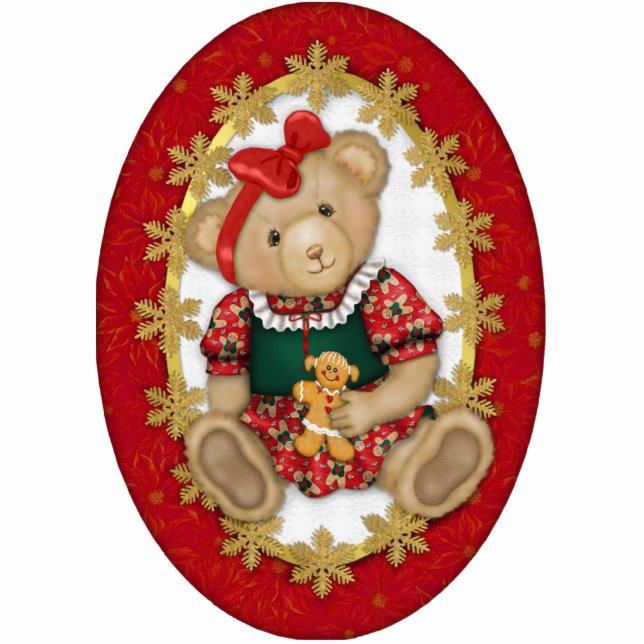 Beary Merry Teddy Bear Ornament Fotoskulptur Ornament (Vorne)