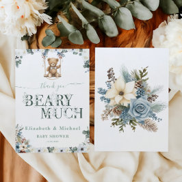 Beary Much floral Sage Green Gender Neutral Dankeskarte