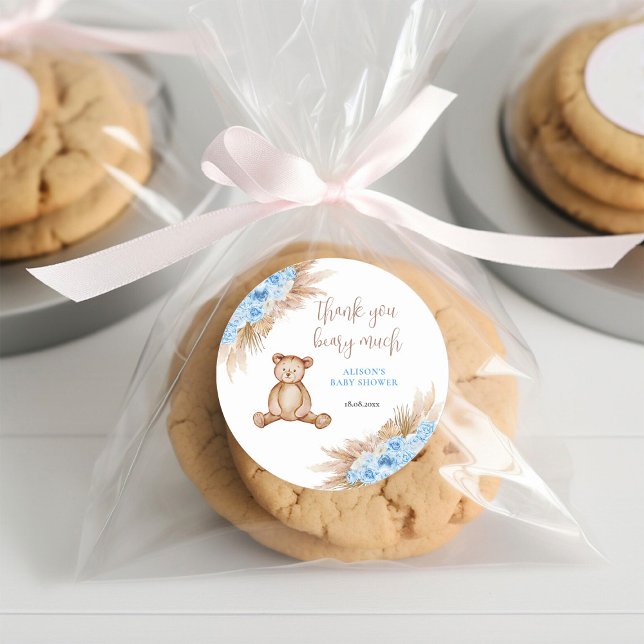 Beary Much Pampas Grass Baby Dusche Vielen Dank Runder Aufkleber (Von Creator hochgeladen)