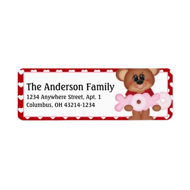 Beary Much Valentine's Day Address Labels d8 (Vorne)