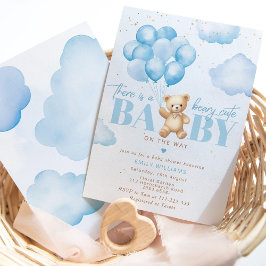 Beary niedlich Baby auf dem Weg blauen Teddy Bären Einladung