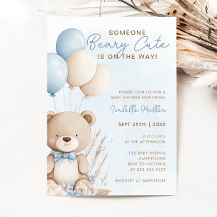 Beary Niedlich Blue Balloon Teddy Bear Boy Babydus Einladung