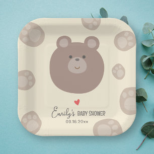 Beary Niedlich Brown Teddy Bear Cub Boy Babydusche Pappteller