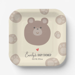 Beary Niedlich Brown Teddy Bear Cub Boy Babydusche Pappteller
