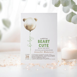 Beary Niedlich Gold Ballon Teddy Bear Baby Dusche Einladung