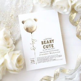 Beary Niedlich Gold Ballon Teddy Bear Baby Dusche Einladung