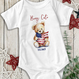 Beary Niedlich Patriotic Teddy Bear 4. Juli Baby Strampler
