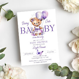 Beary niedlich Teddy Bär lila Lavendel Babydusche Einladung