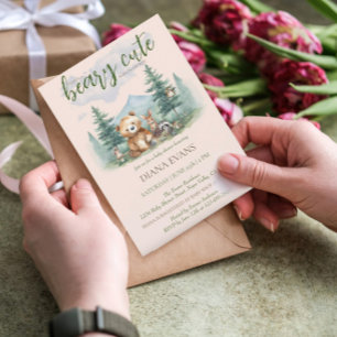 Beary Niedlich Woodland Animals Watercolor Babydus Einladung