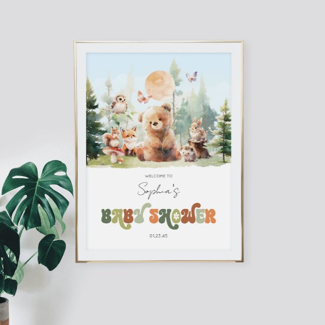 Beary Niedlich Woodland Babydusche Fotodruck (Beary Cute Woodland Baby Shower Poster)