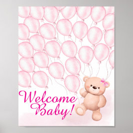 Beary Pink Baby Shooter Poster