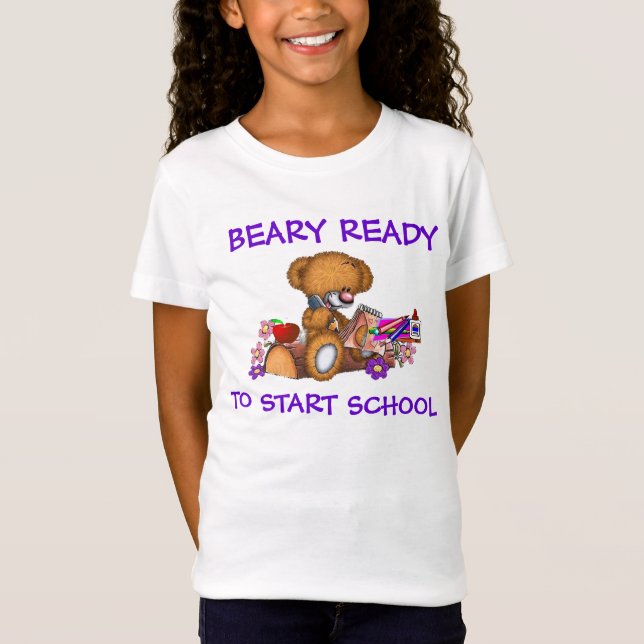 Beary ready to start School Girls T - Shirt (Vorderseite)