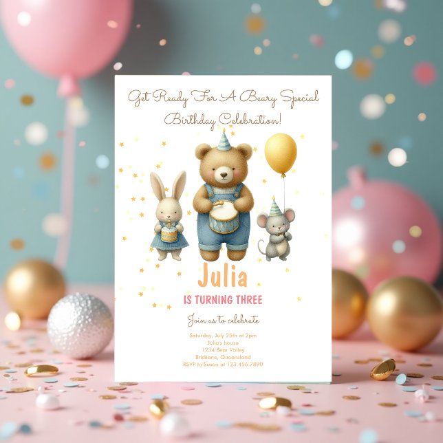 Beary Special Birthday Bash Einladung (Beary Special Birthday Bash Celebration Invitation)
