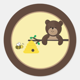 Beary süße Bärn-u. Bienen-Umschlag Runder Aufkleber