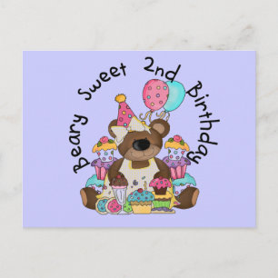 Beary Sweet 2. Geburtstag T - Shirt und Geschenke Postkarte