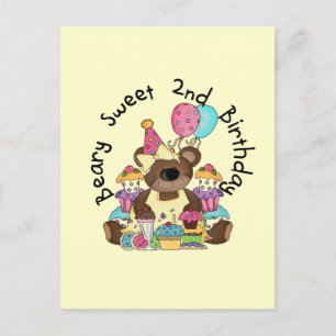 Beary Sweet 2. Geburtstag T - Shirt und Geschenke Postkarte