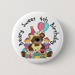 Beary Sweet 4. Geburtstag Button