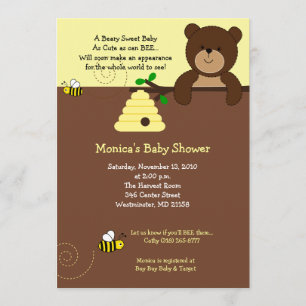 Beary Sweet Bear & Bee Baby Shower Einladung
