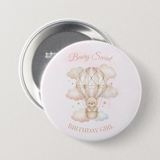 Beary Sweet Heißluftballon Geburtstag Button
