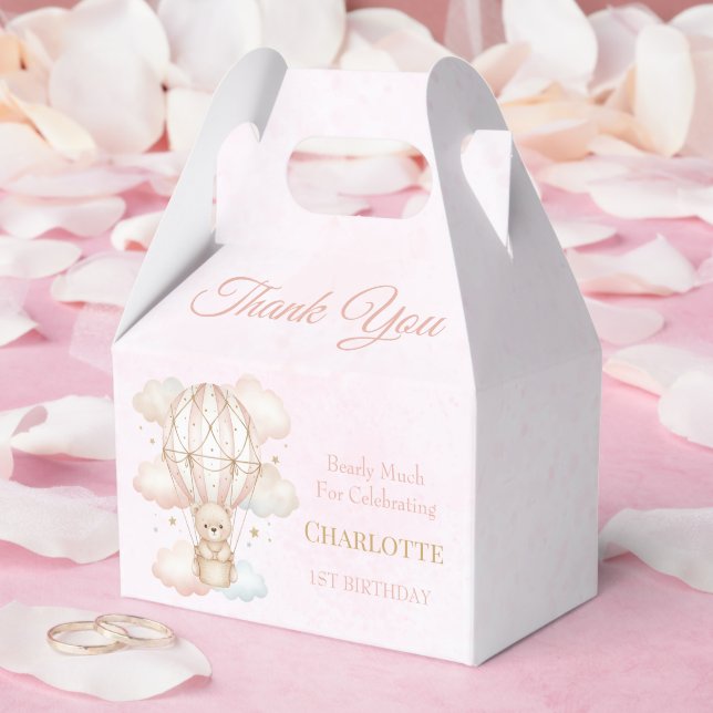 Beary Sweet Hot Air Balloon 1st Birthday Favor Box Geschenkschachtel (Hochzeit)