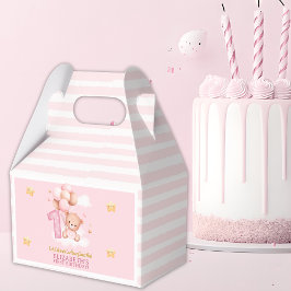 Beary Sweet One Birthday | Pink Boho Bear Geschenkschachtel