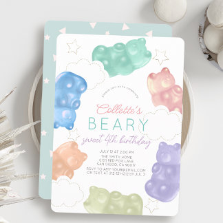 Beary Sweet Pastel Gummy Bären Girl Geburtstag Einladung
