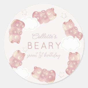 Beary Sweet Pink Gummy Bären Girl Geburtstag Runder Aufkleber