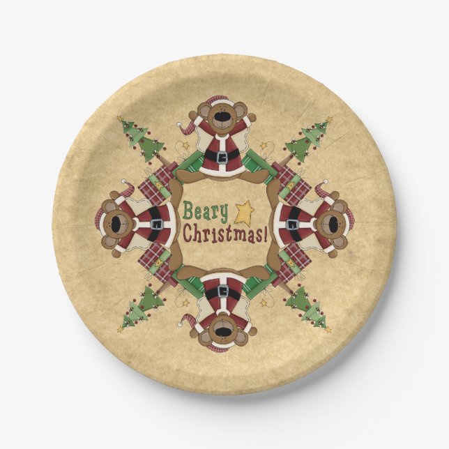 Beary Weihnachten Pappteller (Vorderseite)