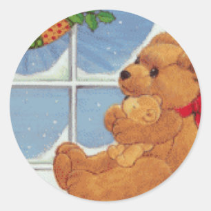 Beary Weihnachten Runder Aufkleber