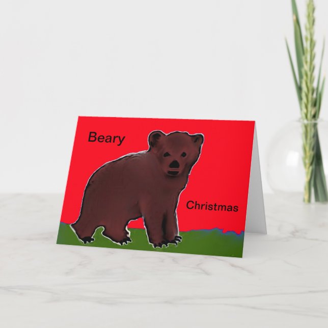 Beary Weihnachtsgruß-KarteBärenjunges Feiertagskarte (Vorderseite)