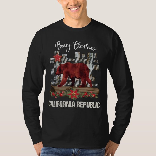 Beary Weihnachtskalifornien-Republik-Männer T-Shirt (Vorderseite)