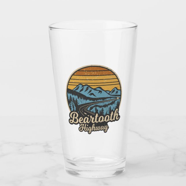 Bearzahnweg Montana Wyoming Retro Glas (Vorderseite)