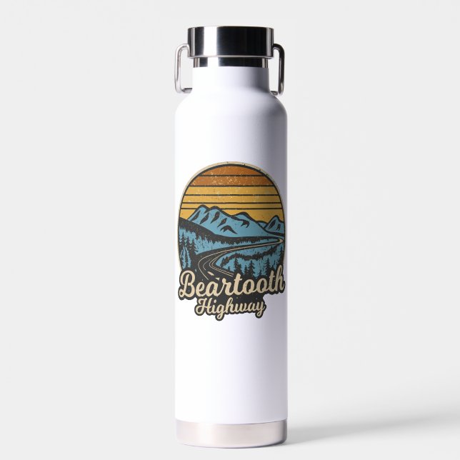 Bearzahnweg Montana Wyoming Retro Trinkflasche (Vorne)