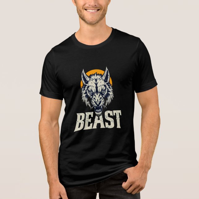 Beast Mode Wolf – Grafik mit kraftvoller Stärke Tri-Blend Shirt (Vorderseite)
