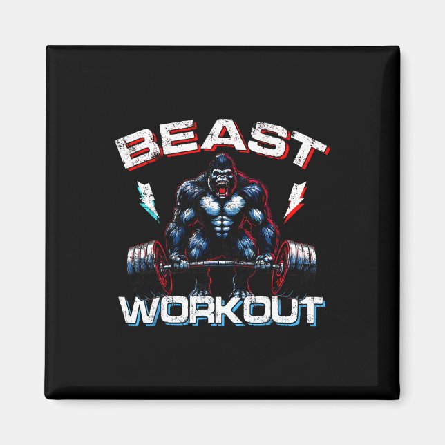 Beast Silverback Deadlift Gym Jokes Gorilla Workou Magnet (Vorne)