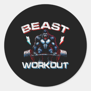 Beast Silverback Deadlift Gym Jokes Gorilla Workou Runder Aufkleber