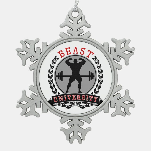 Beast Univ Bodybuilding Pewter Snowflake Ornament (Vorderseite)