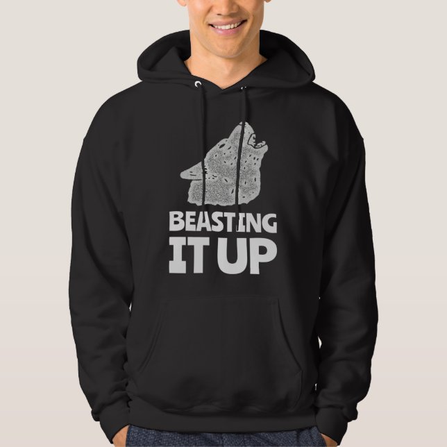 Beasting It Up Workout Fitness Graphic With White  Hoodie (Vorderseite)