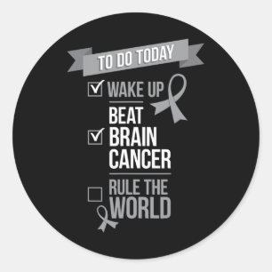 Beat Brain Cancer Rule the World Fighter Survivor Runder Aufkleber